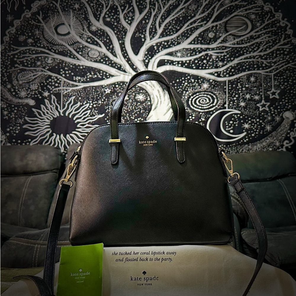 Vintage Y2K style Kate Spade Black Leather Handbag crossbody purse - Picture 12 of 16